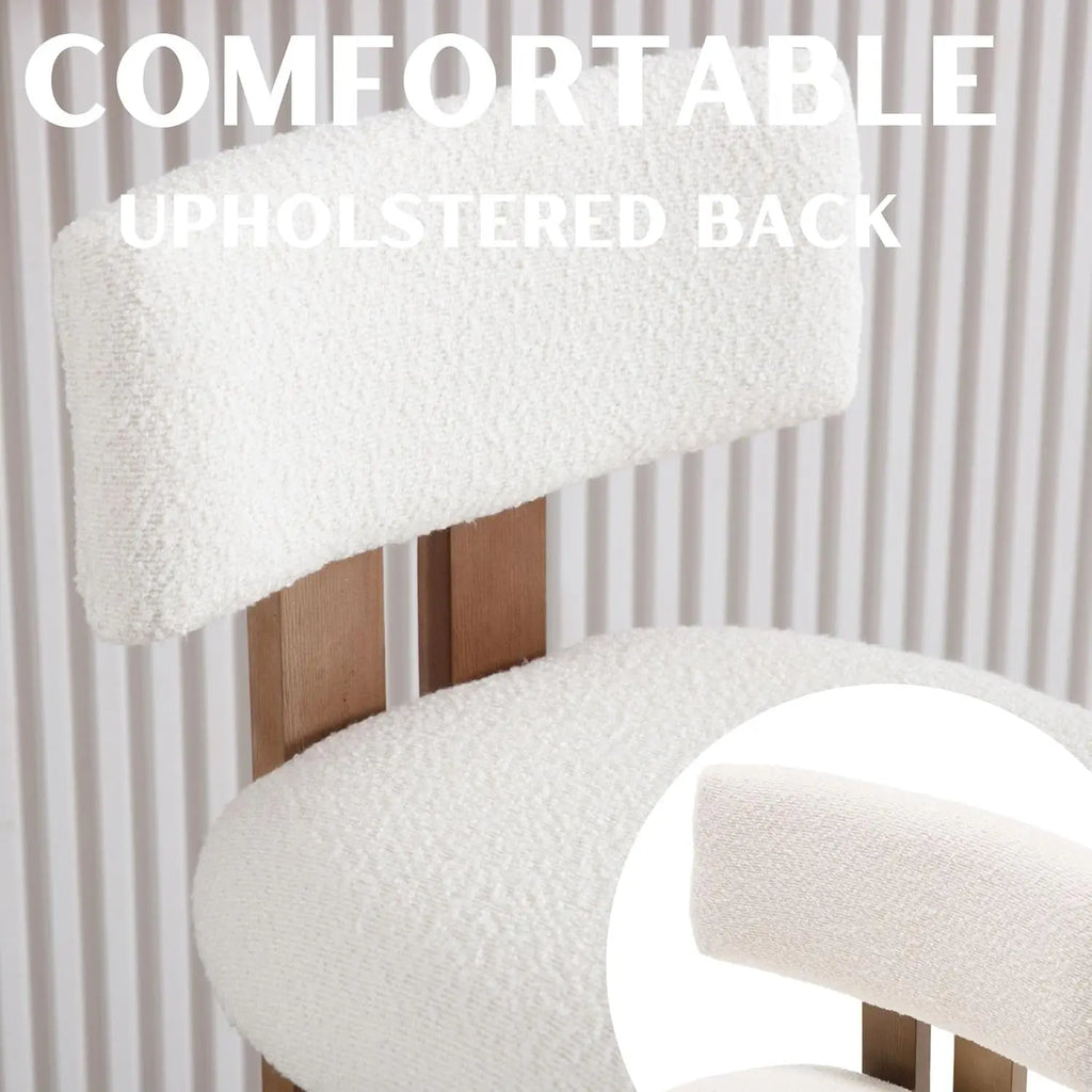 26 inch Farmhouse Set of 4 Sherpa Upholstered Kitchen Stool