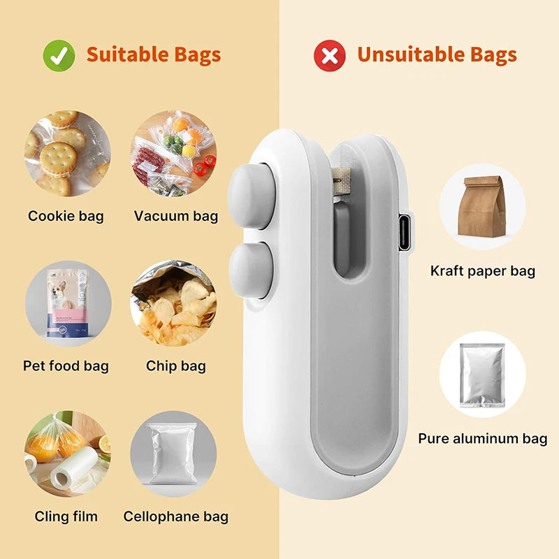 1 pcs Mini Handheld Bag Sealer, Locks in Freshness