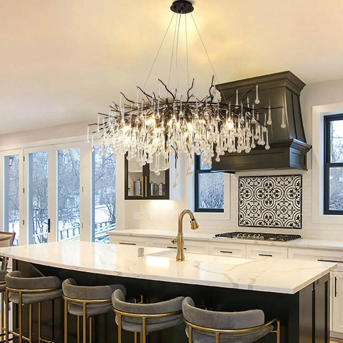 Royal Nordic Luxury Crystal Chandeliers Gold Chrome Water Drop Pendant