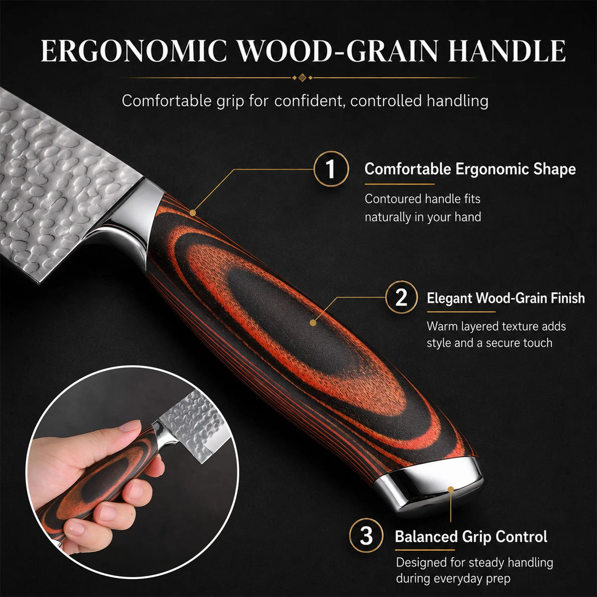 15 Pieces Hammered Stainless Steel Kitchen Knife Set