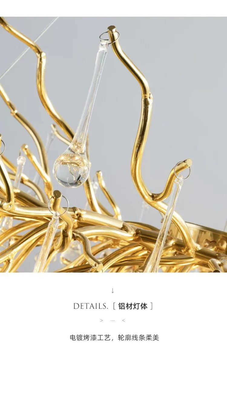 Royal Nordic Luxury Crystal Chandeliers Gold Chrome Water Drop Pendant