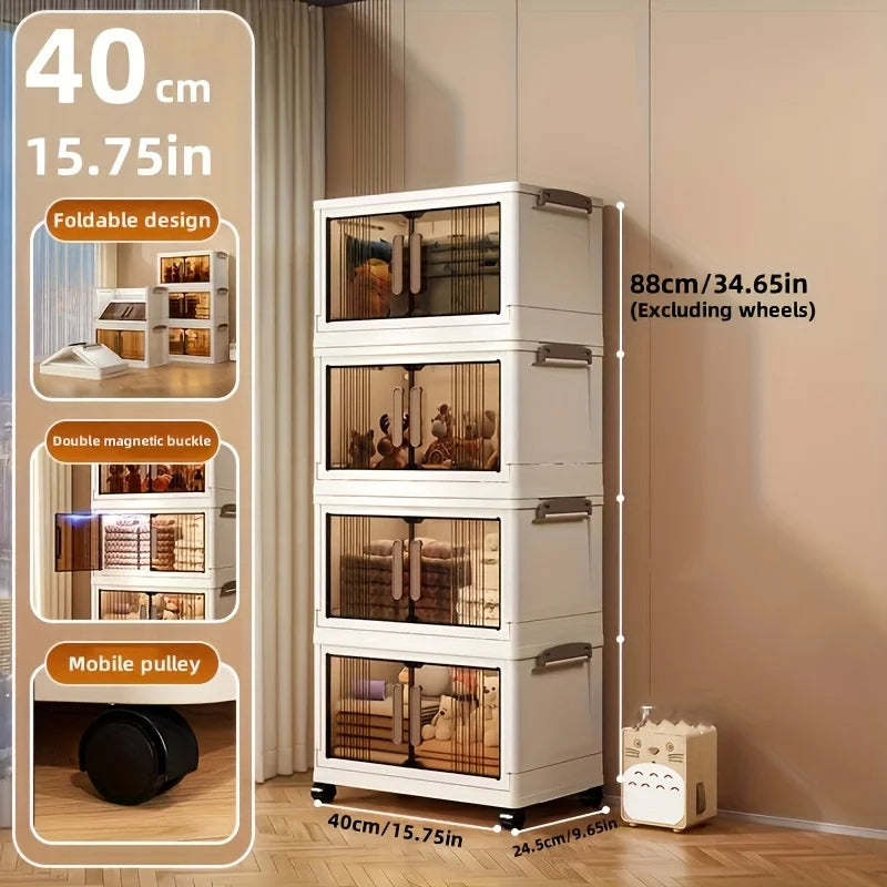 Heavy-Duty Plastic Folding Storage Cabinet with Lid