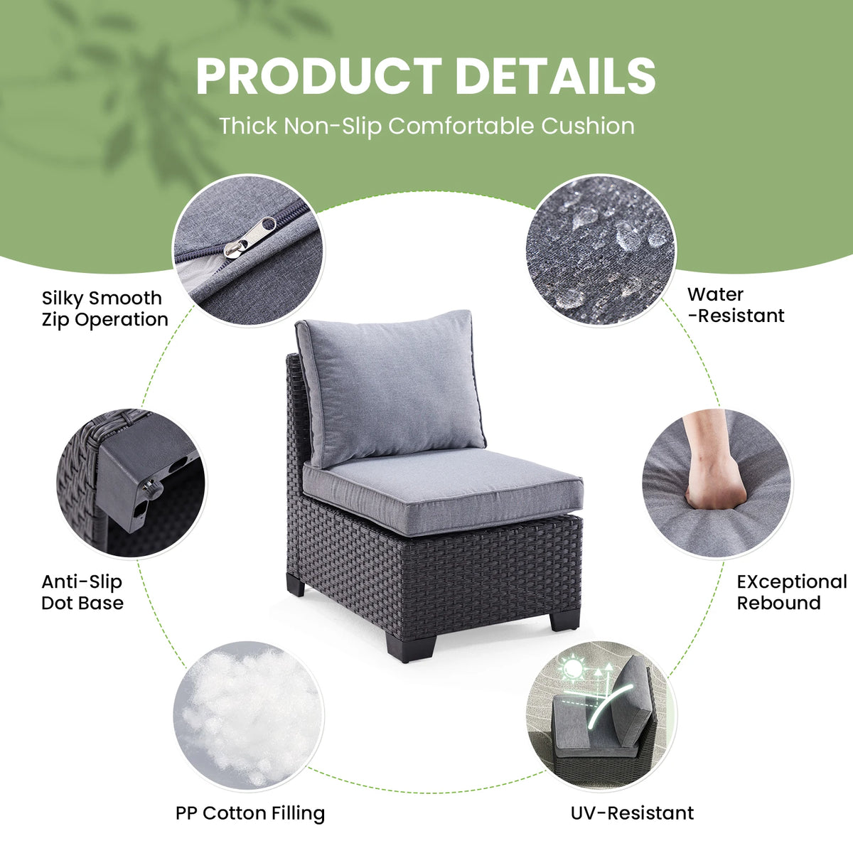 Farini Patio Sectional Sofa Set,

Stain-Resistant Fabric,