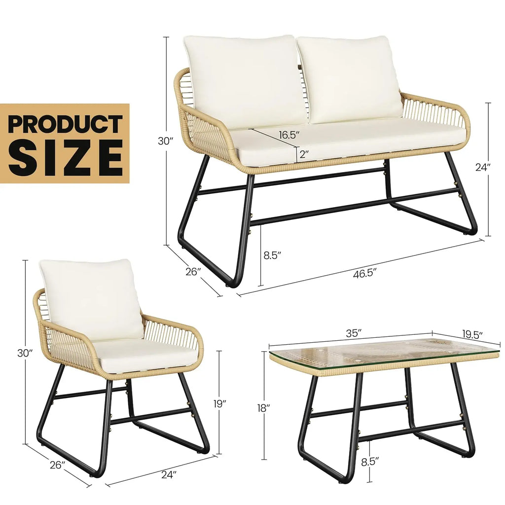 4-Piece Wicker Patio Set