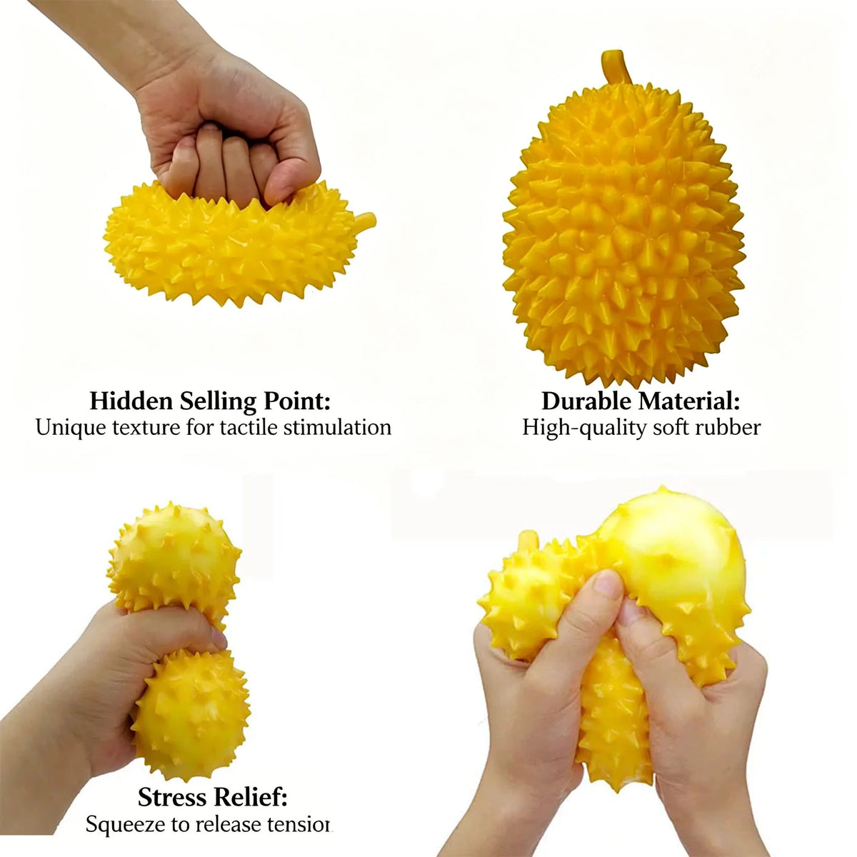 Squishy Toy, Multi Color Prickly Fruit  Anxiety Hand Squeeze Toy for Kids Teens Adults