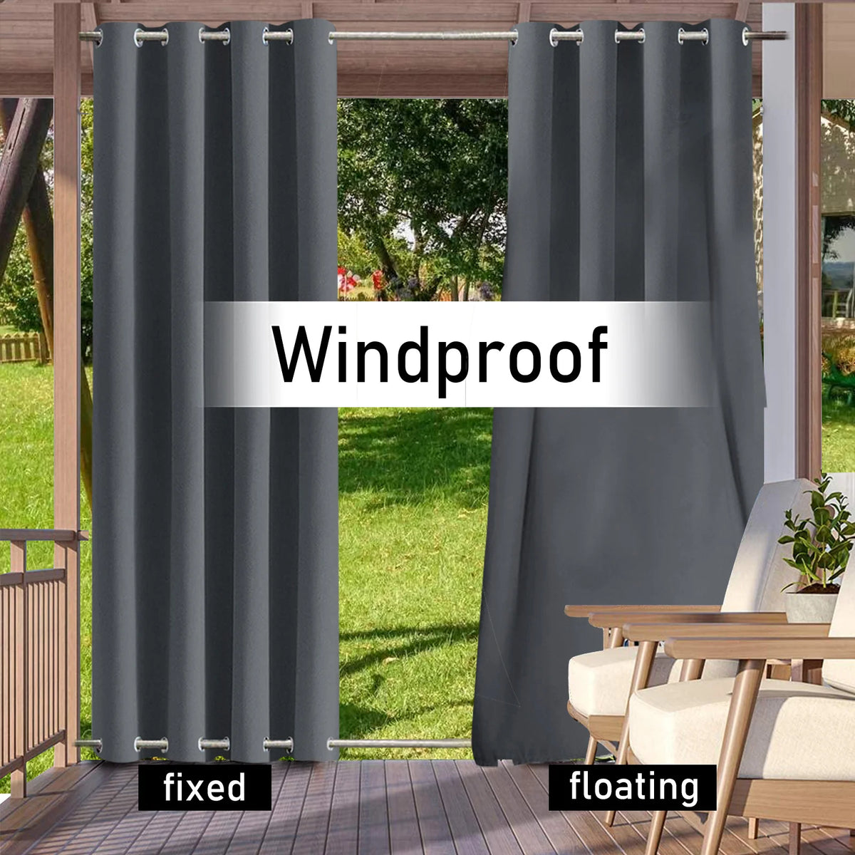 Patio Outdoor Curtain Sun Block Windproof