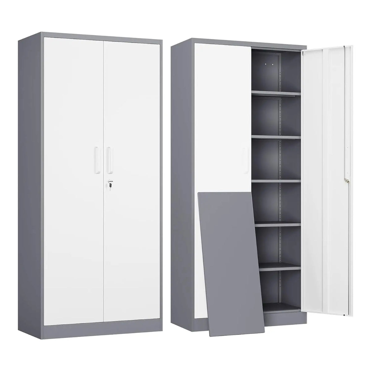 Metal Garage Storage Cabinet with 2 Doors and 5 Adjustable Shelves