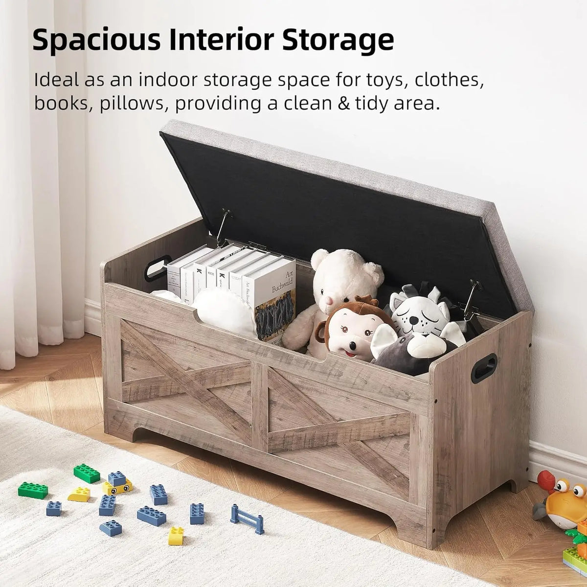 Storage Bench Storage Chest with 2 Safety Hinges