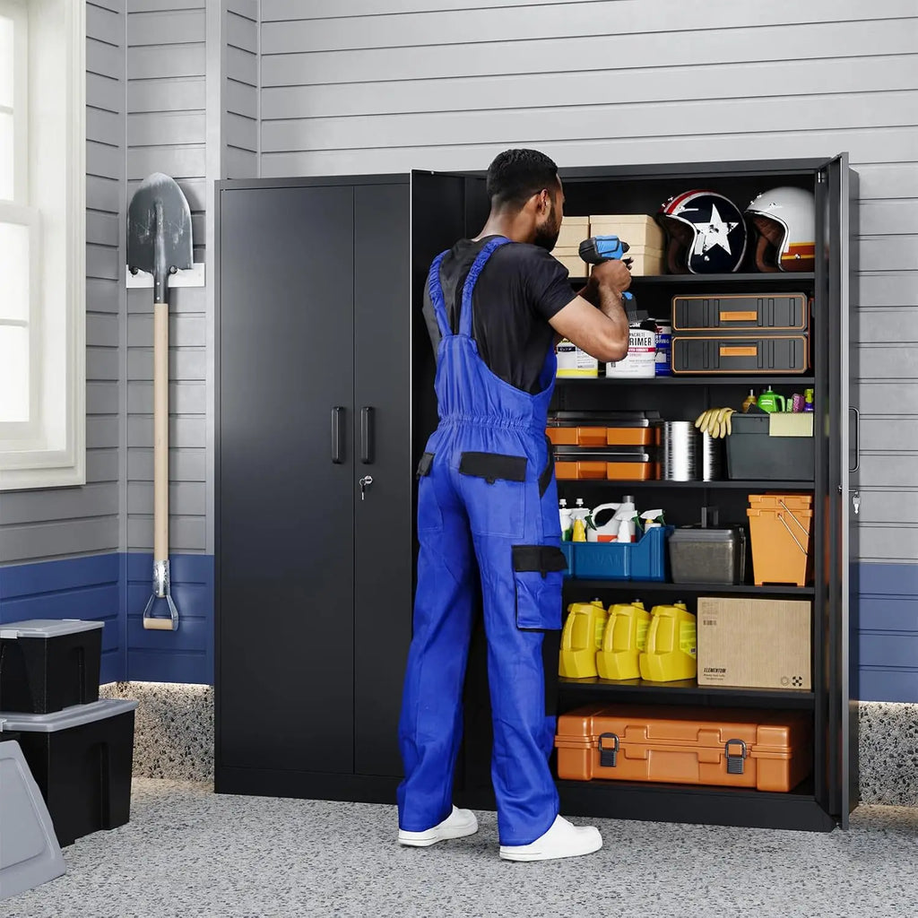 Metal Garage Storage Cabinet with 2 Doors and 5 Adjustable Shelves