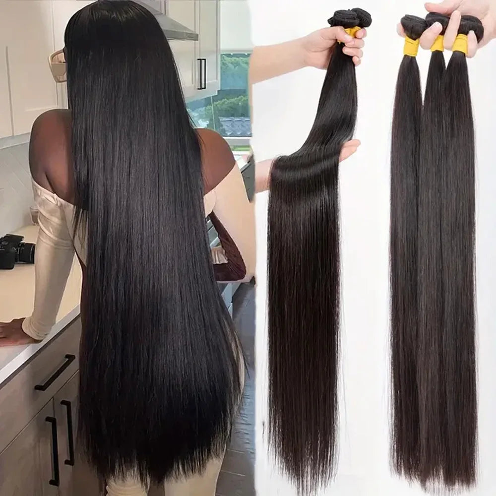 42 Inch Bundles Bone Straight Brazilian Human Hair