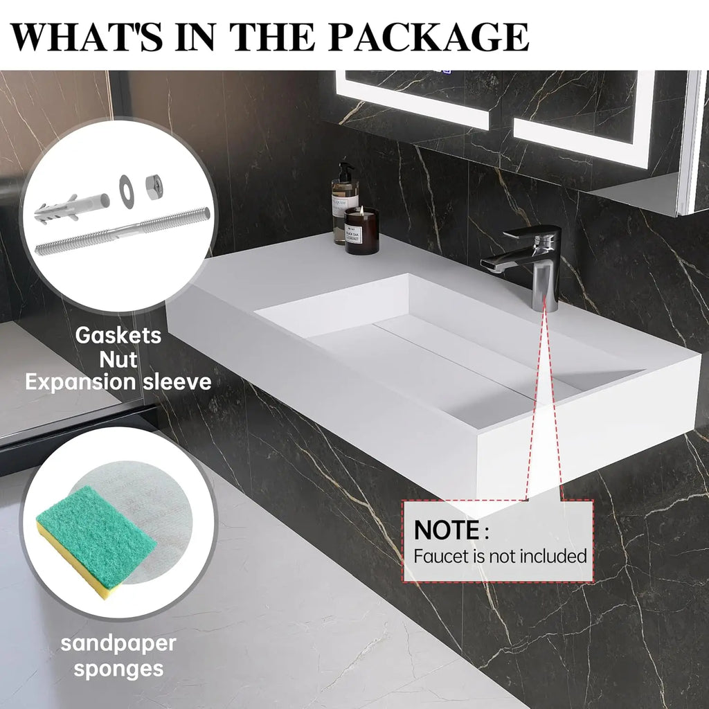 36"x18.11" Wall-Mounted Bathroom Vanity with Stone Resin Sink