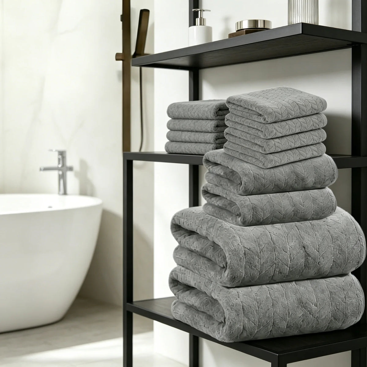 8-Piece Bath Towel Set, Soft Highly Absorbent Cotton