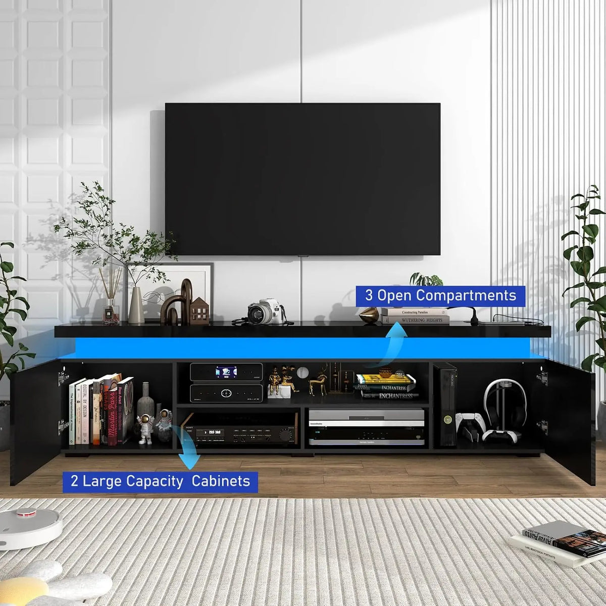 LED TV Stand for 85 Inch TV,  Stand with Power Outlet