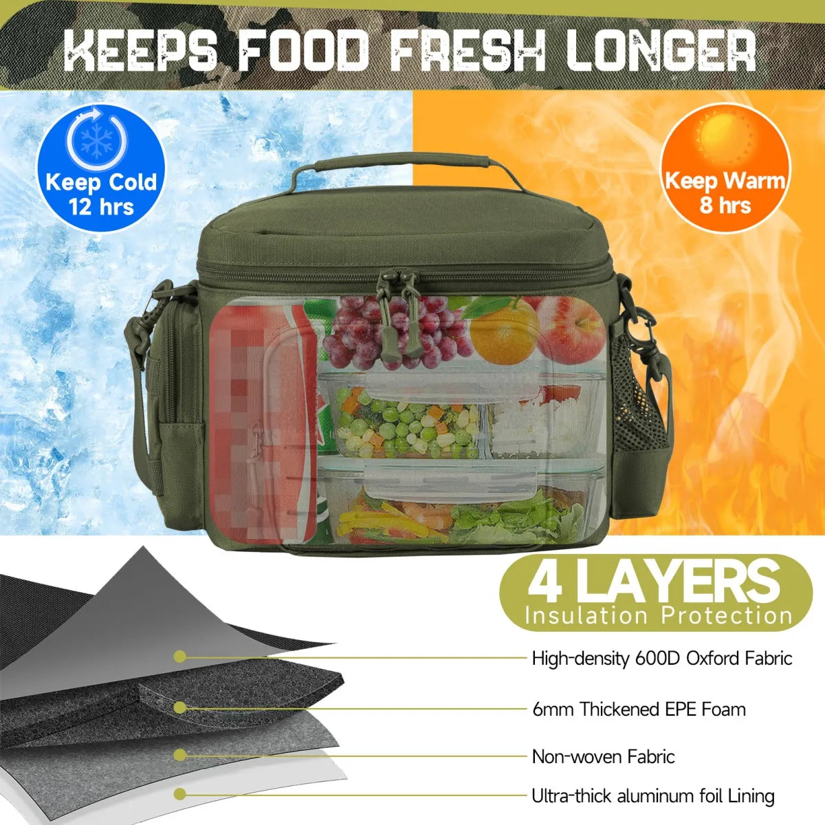 Tactical Lunch Box for Men Outdoor Heavy Duty