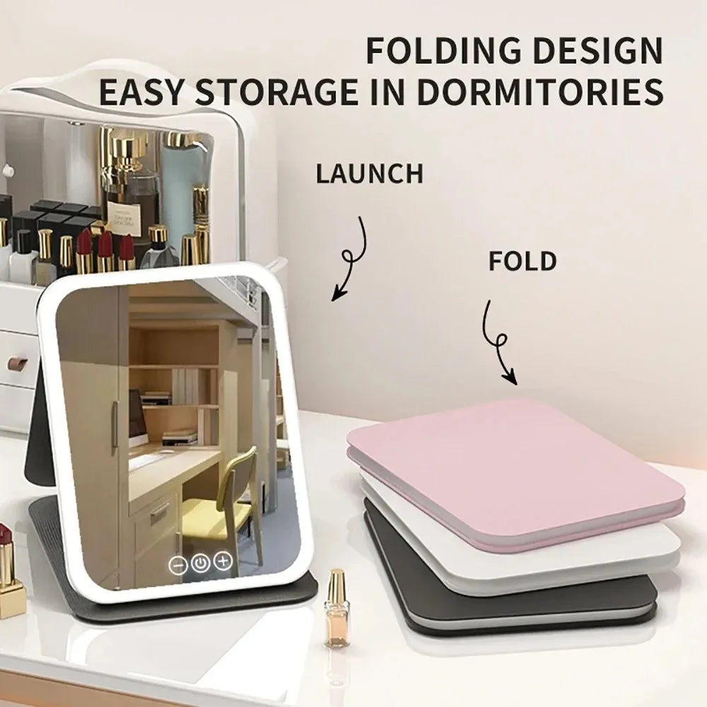 USB Rechargeable Vanity Mirror with Touch Screen