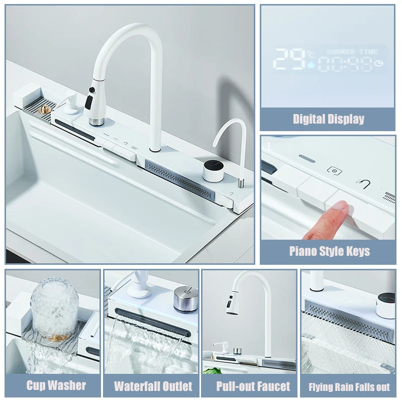 Stainless Steel Waterfall Kitchen Sink