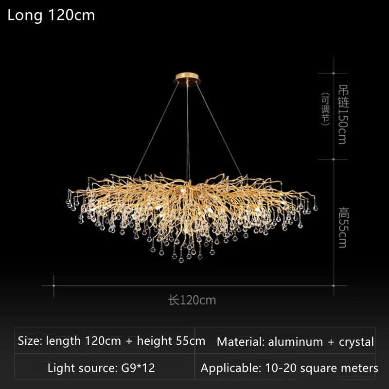 Rectangular Crystal Chandelier For Dining Room