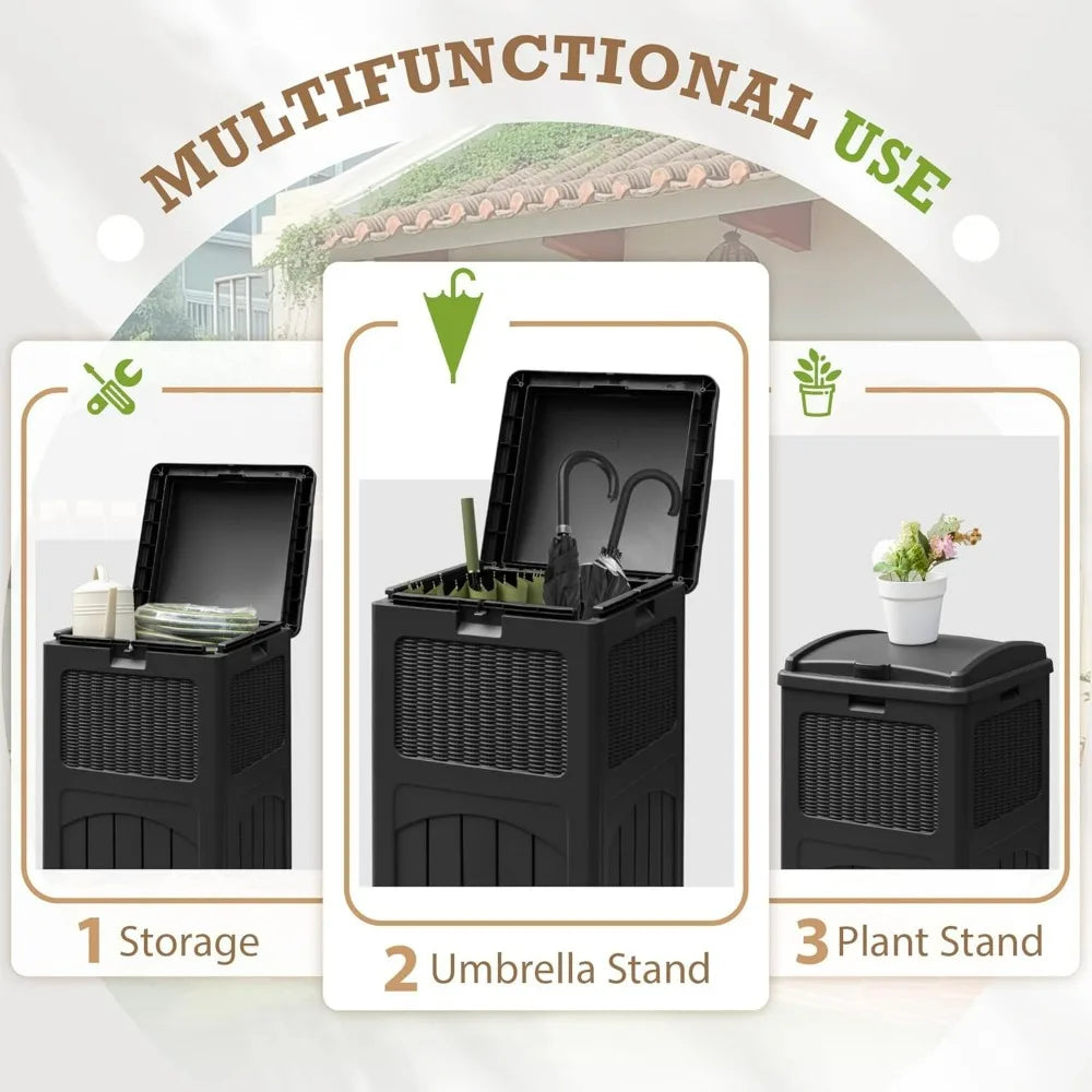 Homall 2 Pack 35 Gallon Outdoor Trash Can, Garbage Can with Lid, Waterproof Resin Waste Bins for Garden, Backyard, Patio Use