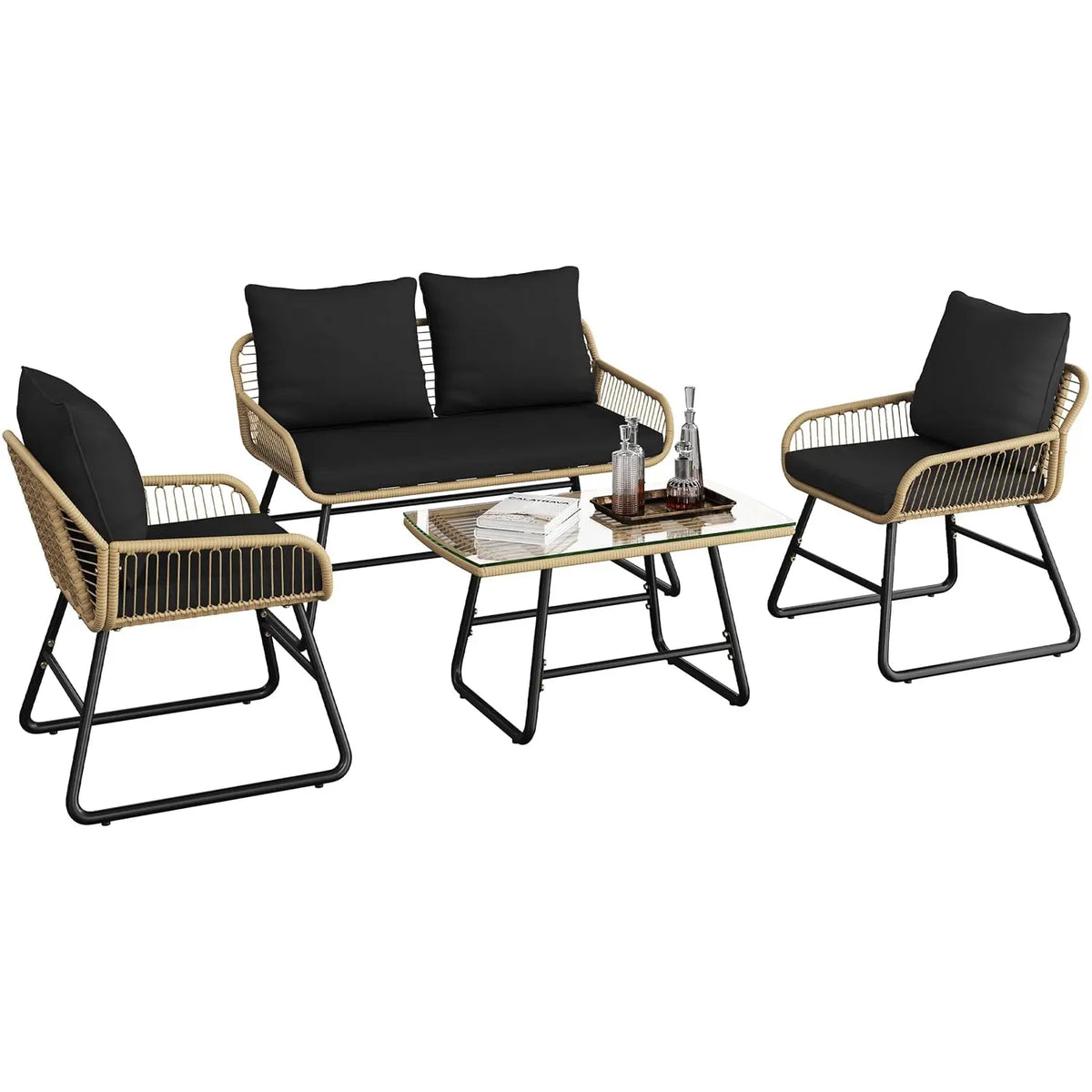 4-Piece Wicker Patio Set