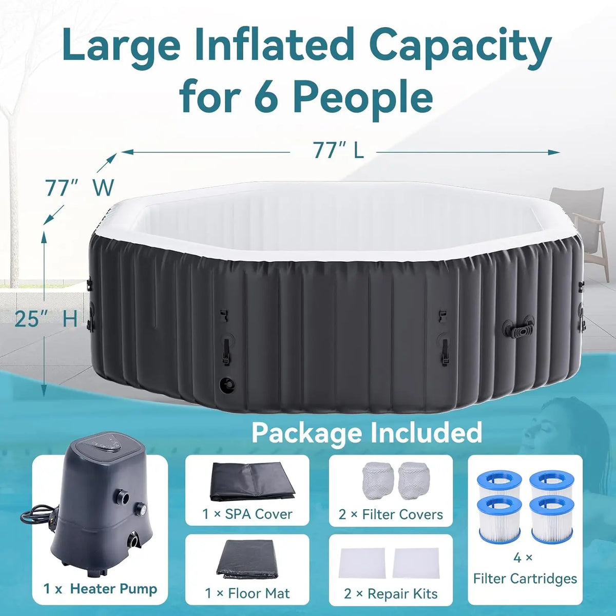 4-6 Person Inflatable Hot Tub Blow Up