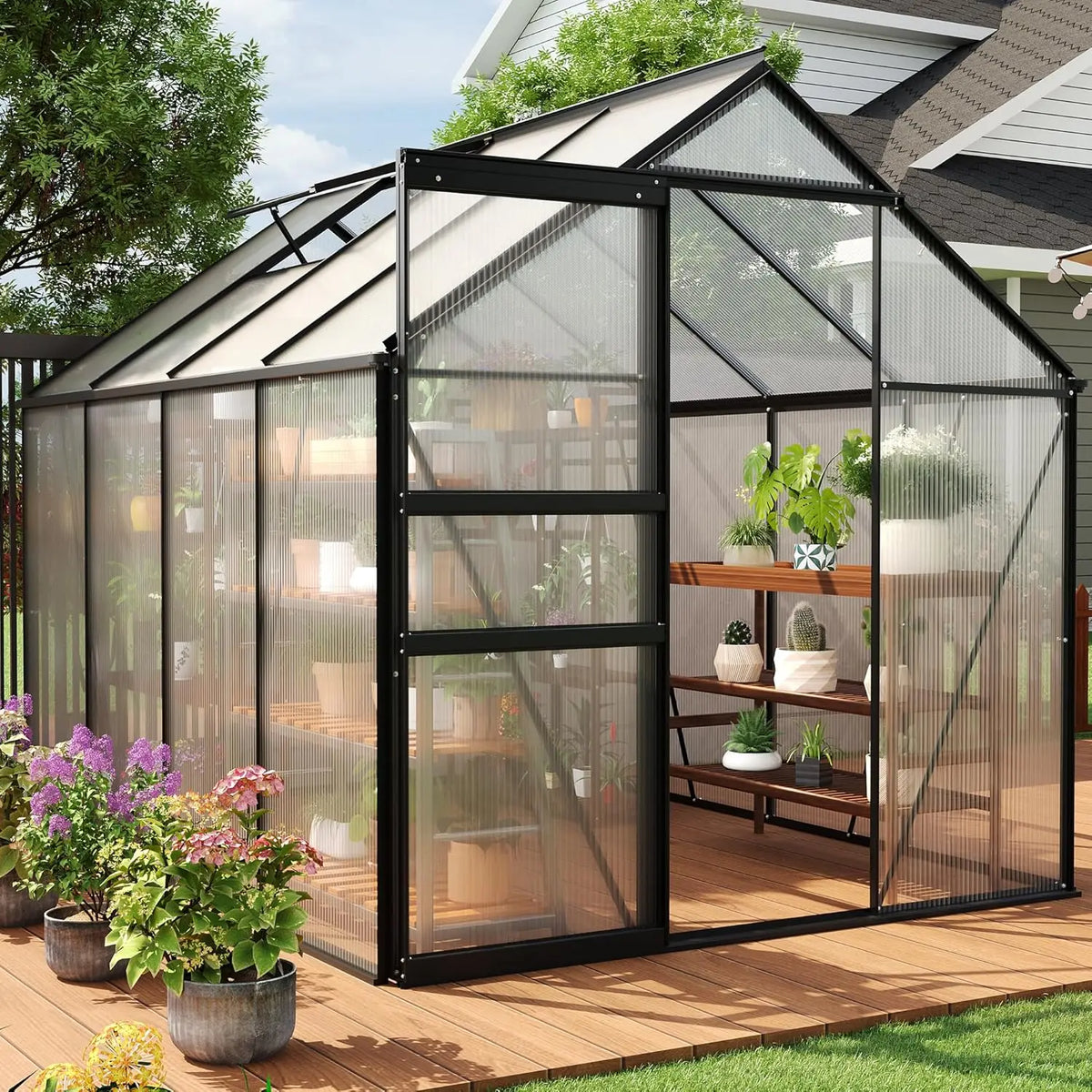 6×8 FT Greenhouse for Outdoors, Polycarbonate Greenhouse