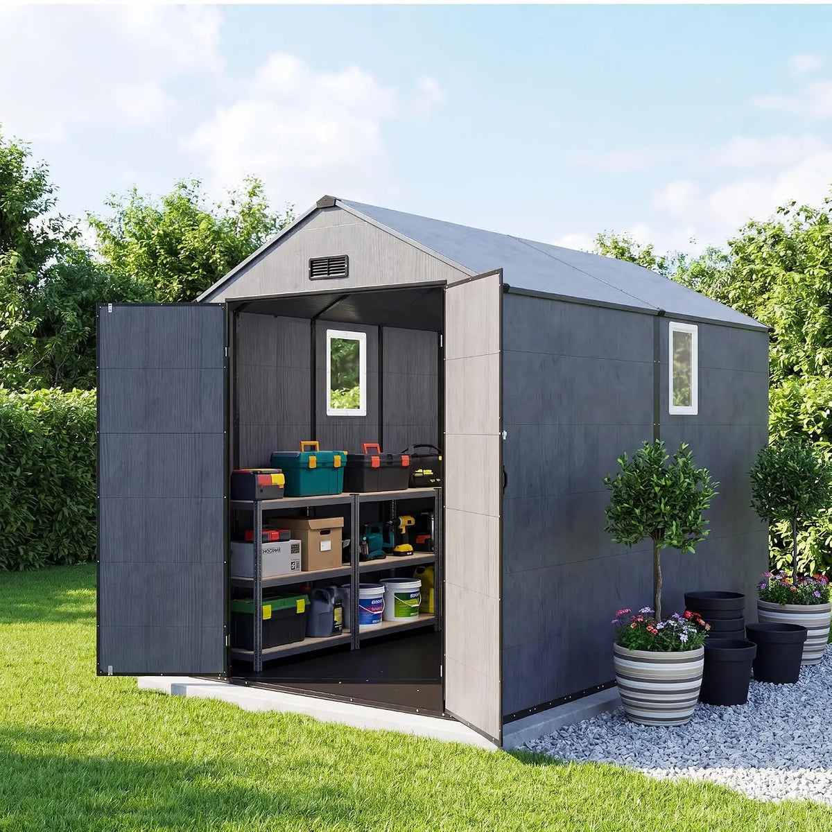 6x10 FT Outdoor Resin Storage Shed with Floor