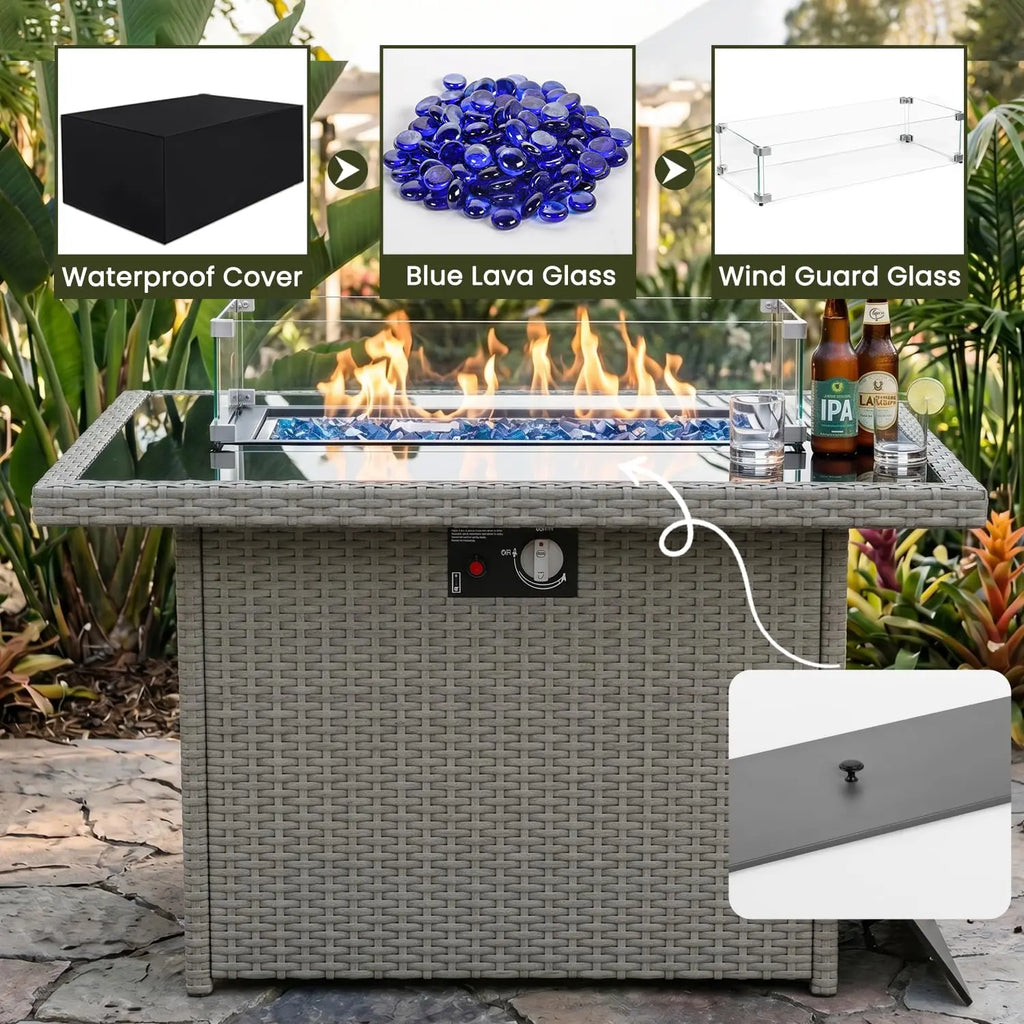 Propane Fire Pit Table, 44" Outdoor Gas Fire Pit