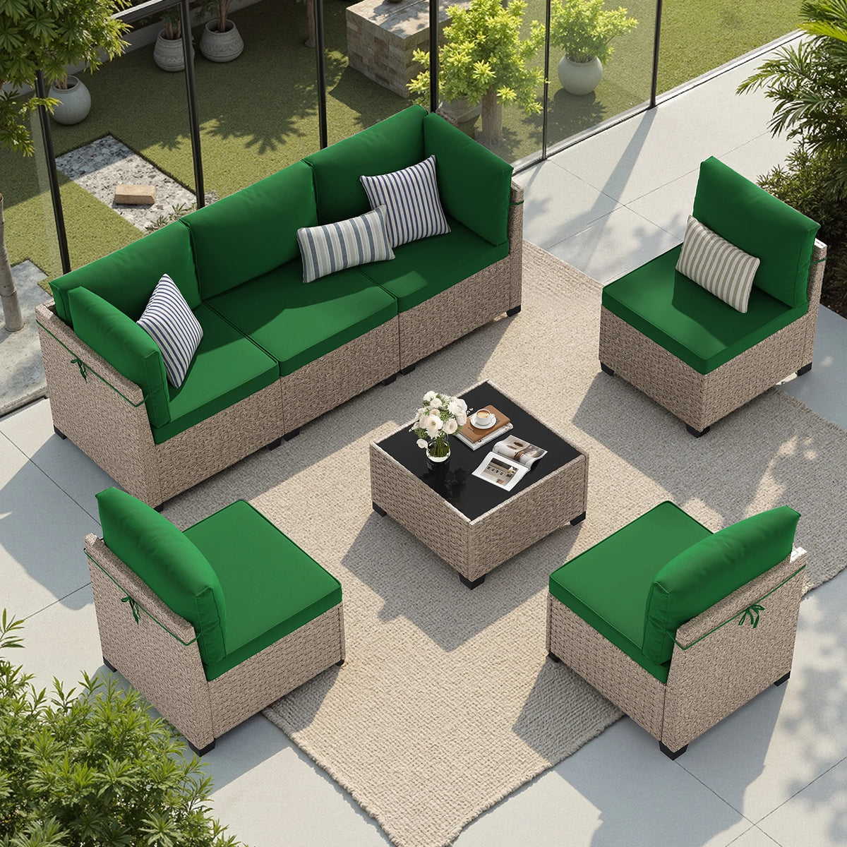 7-Piece Patio Furniture Set, for Garden, Porch, Backyard