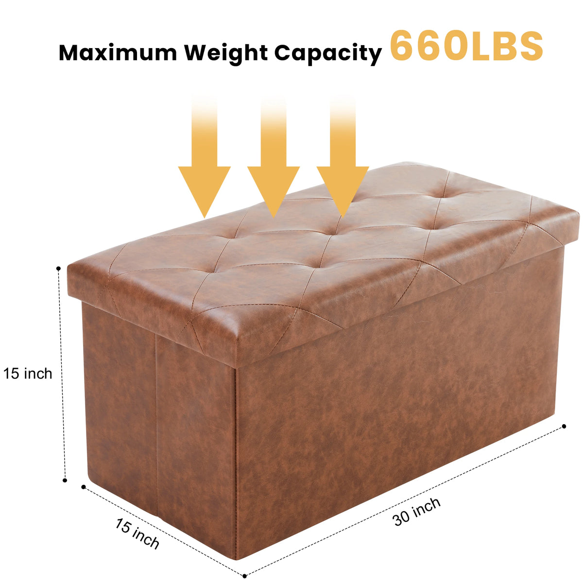Leather Folding Ottoman Storage Footstool Toy Box