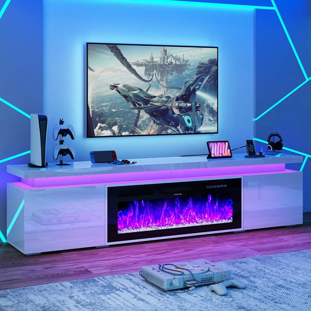 83" LED TV Stand with Electric Fireplace