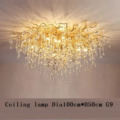 Royal Nordic Luxury Crystal Chandeliers Gold Chrome Water Drop Pendant