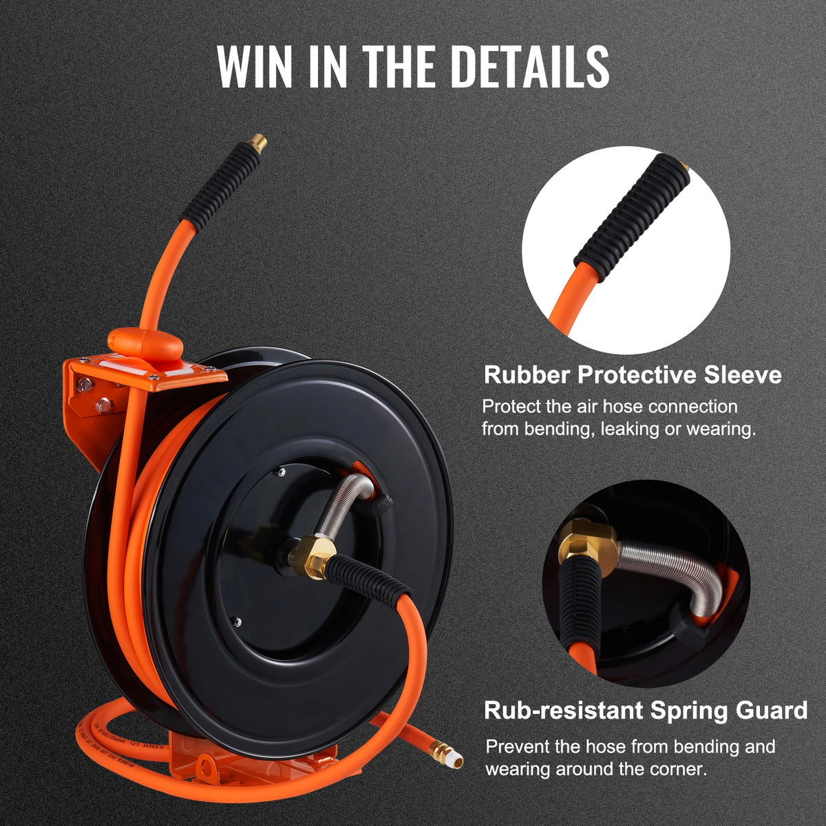 SucceBuy Retractable Air Hose Reel 50FT Hybrid Compressor Hose