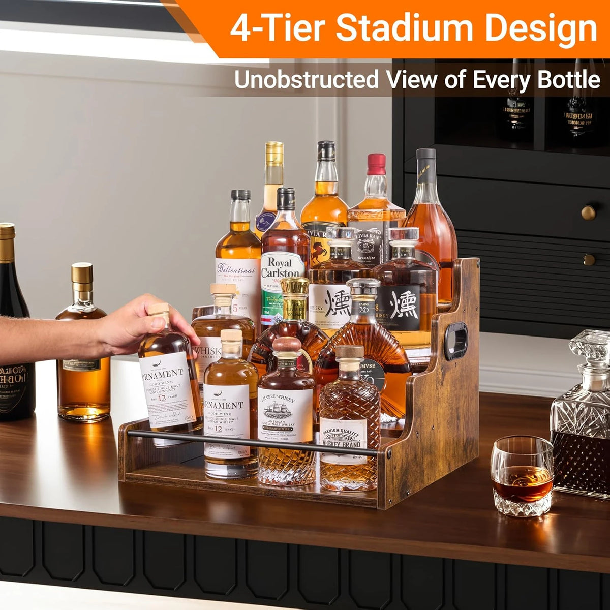3 Step Countertop Liquor Wine Rack