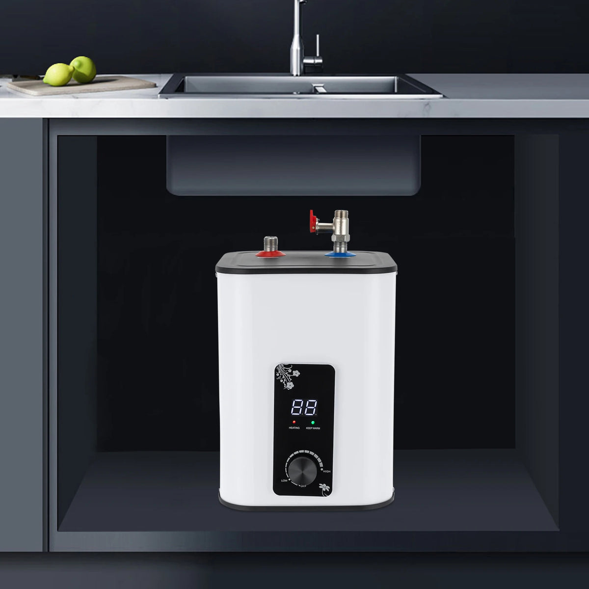 1500W 8L Electric Water Heater Fast Heating IPX4 Safe for Kitchen Bathroom RV SY-8