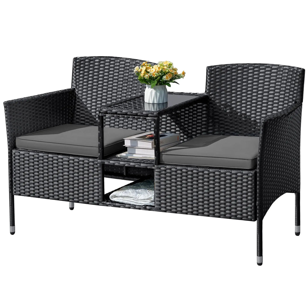 Outdoor Furniture Patio Loveseat Wicker 2-Seat