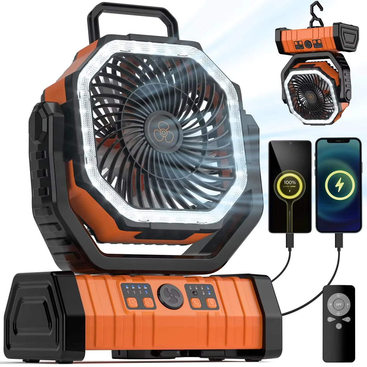 Battery Powered Fan Rechargeable with LED Light