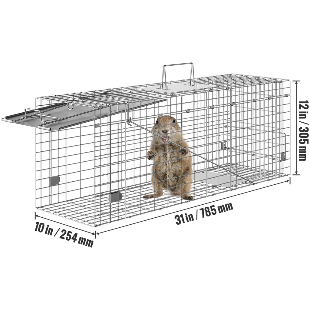 Folding Animal Trap with Handle for Rabbits Stray Cats Squirrels