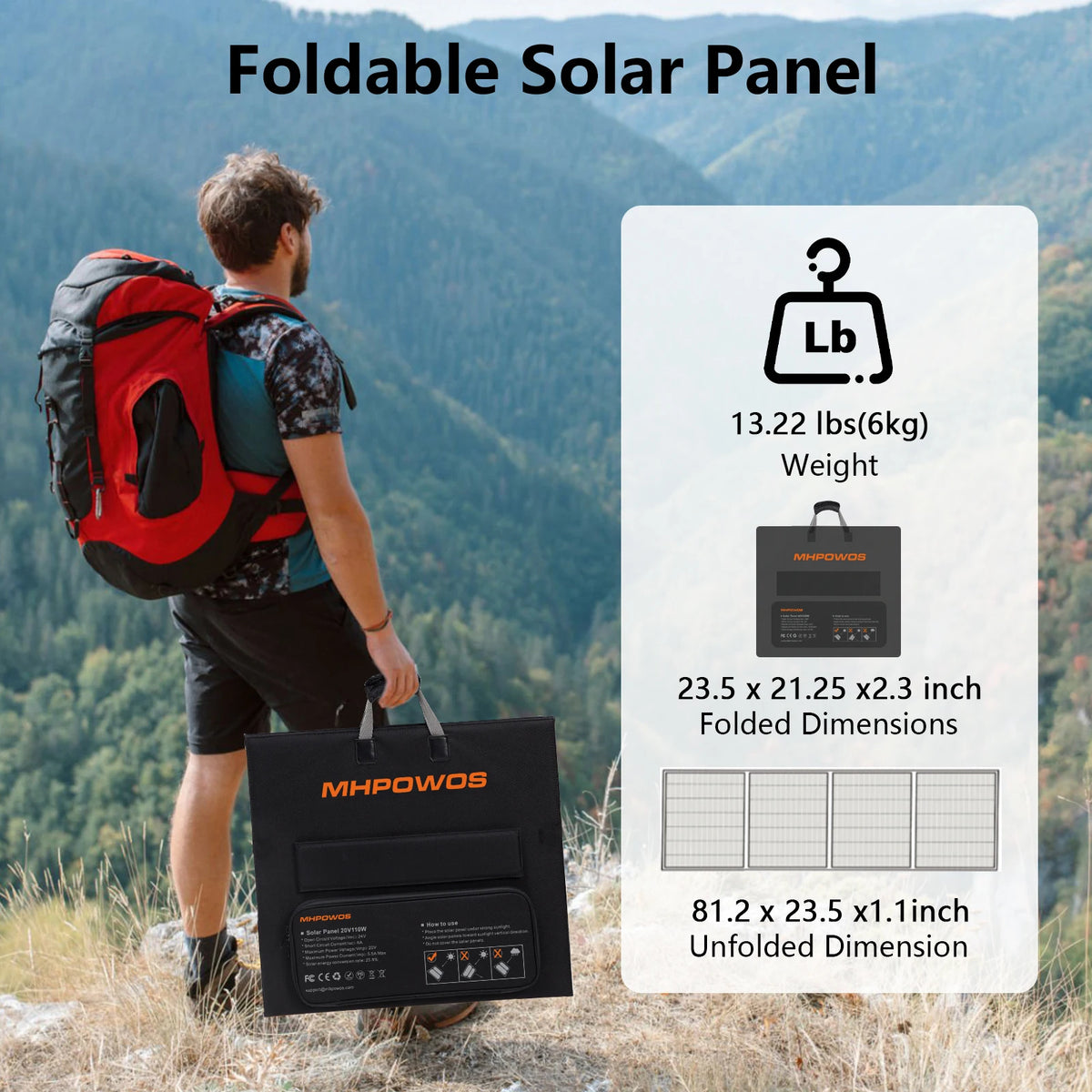 MHPOWOS 400W 220W 110W Solar Charger Portable Waterproof