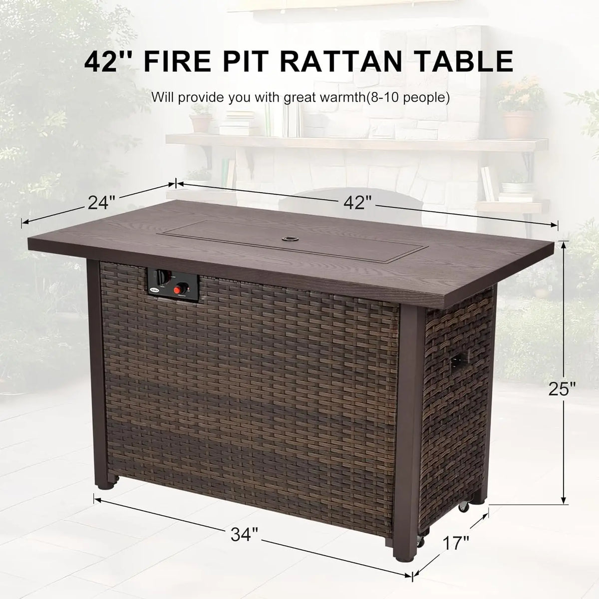 42in 50000BTU Propane Fire Pit Table