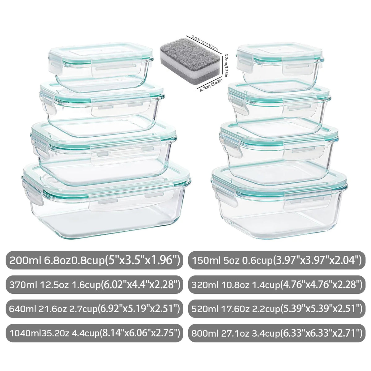 Glass Food Storage Containers 4-Pack with Lids