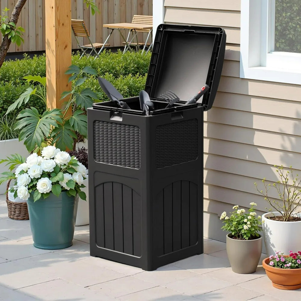 Homall 2 Pack 35 Gallon Outdoor Trash Can, Garbage Can with Lid, Waterproof Resin Waste Bins for Garden, Backyard, Patio Use