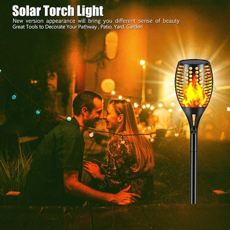 10Pcs Solar Flame Torch Lights Flickering Light Waterproof