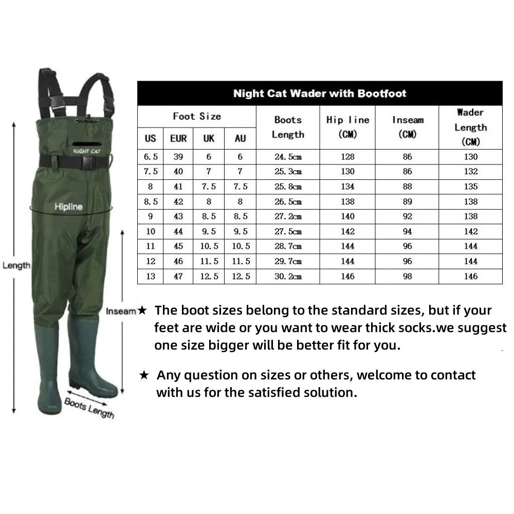 Night Cat Fishing Wader for Men Women