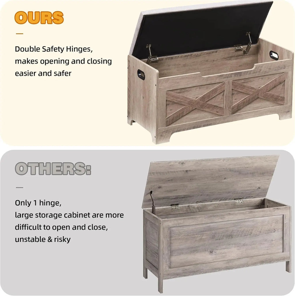 Storage Bench Storage Chest with 2 Safety Hinges