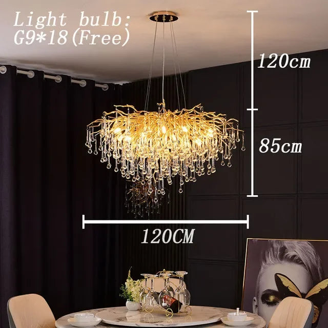 Royal Nordic Luxury Crystal Chandeliers Gold Chrome Water Drop Pendant