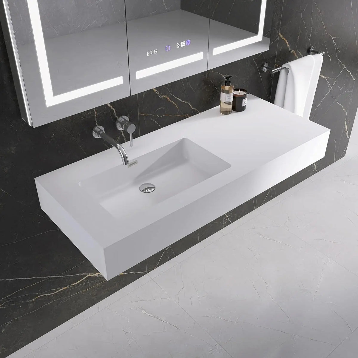 36"x18.11" Wall-Mounted Bathroom Vanity with Stone Resin Sink