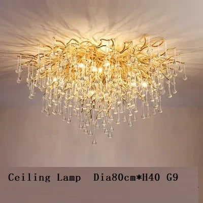 Royal Nordic Luxury Crystal Chandeliers Gold Chrome Water Drop Pendant