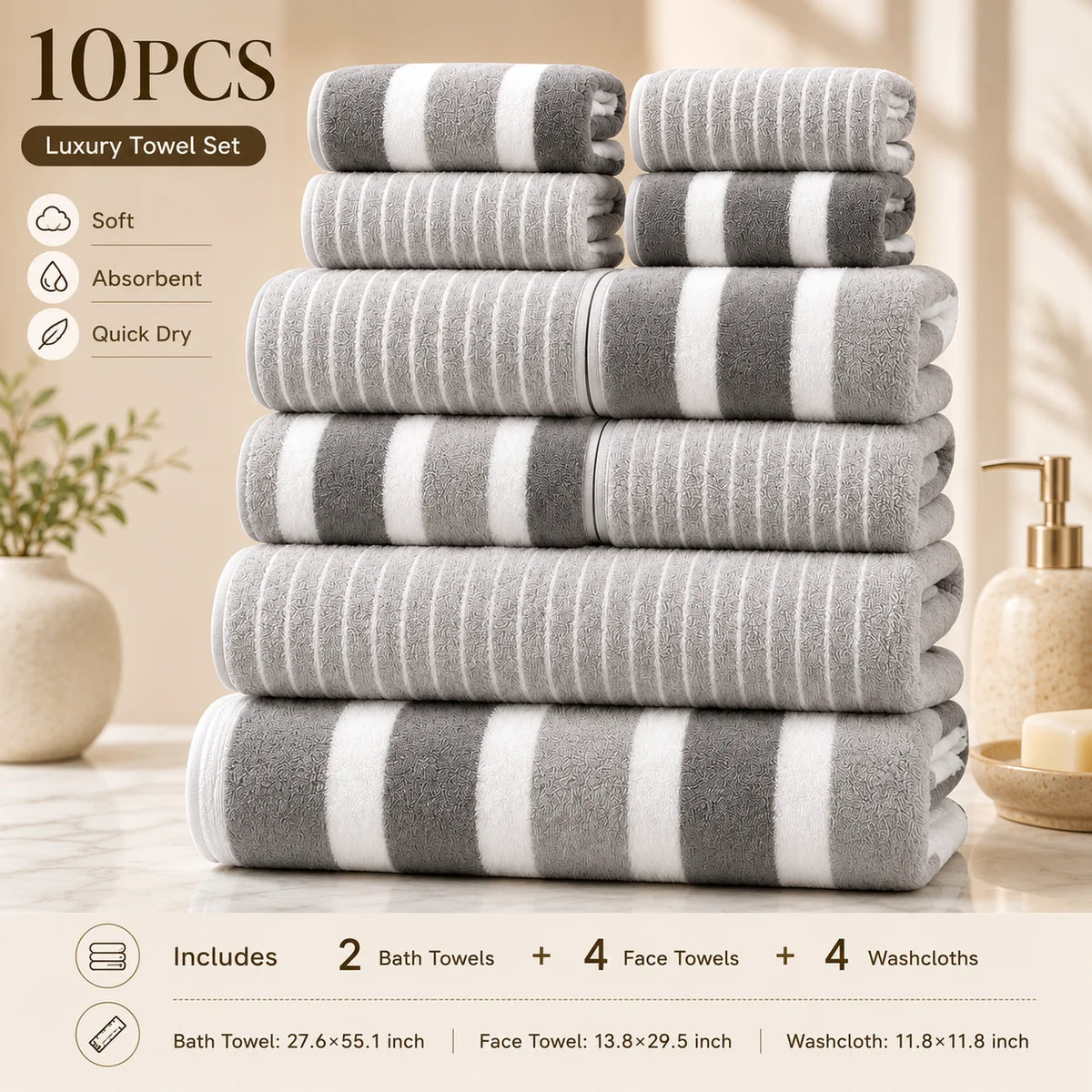 10-Piece Ultra Absorbent Towel Set