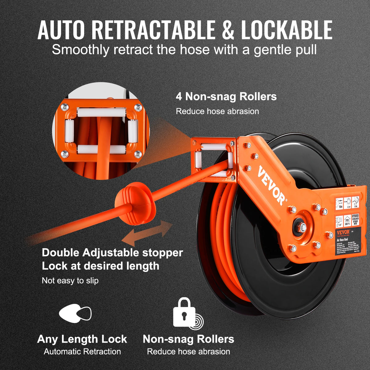 SucceBuy Retractable Air Hose Reel 50FT Hybrid Compressor Hose