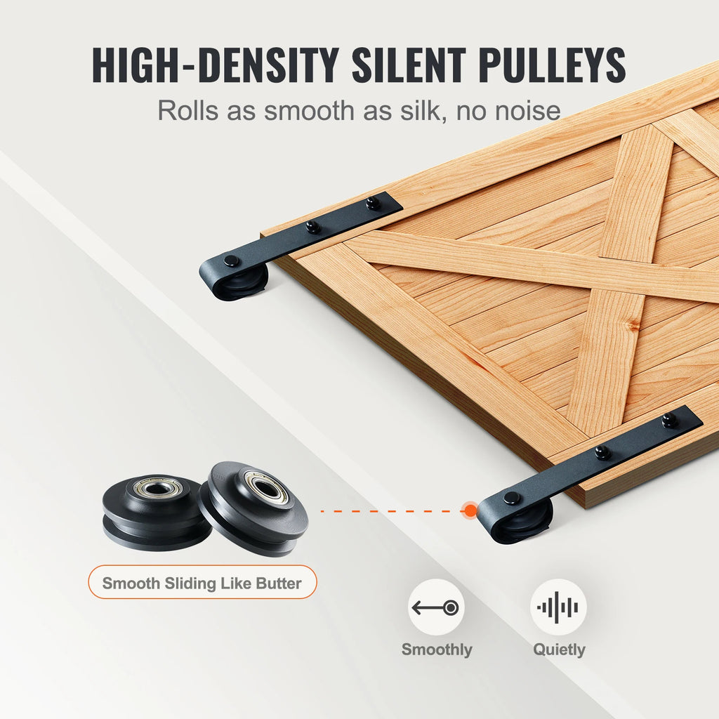 Heavy Duty Barn Door Track Kit for Double Doors